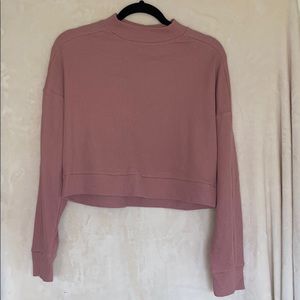 Forever 21 Mauve Waffle Knit Cropped Long Sleeve